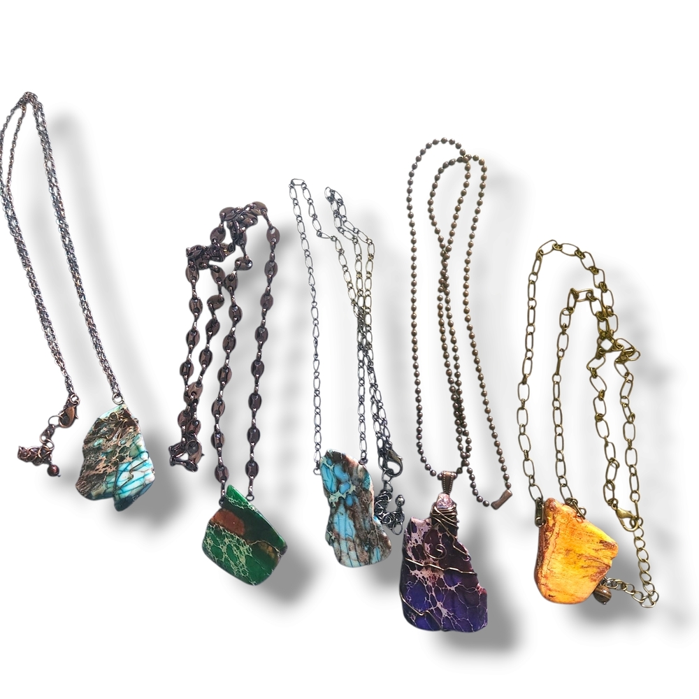 Bundle Of 5 Handmade Imperial Jasper Necklaces